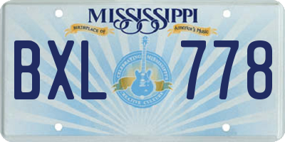 MS license plate BXL778