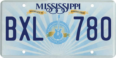 MS license plate BXL780