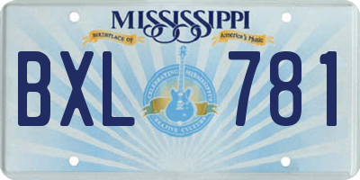 MS license plate BXL781