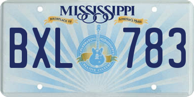 MS license plate BXL783