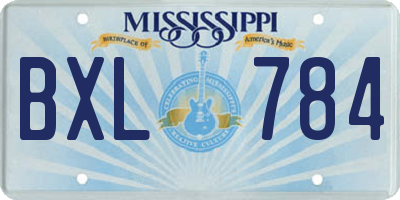 MS license plate BXL784