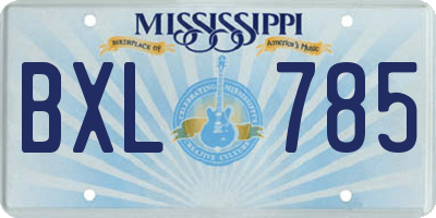 MS license plate BXL785