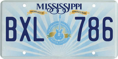 MS license plate BXL786