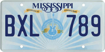 MS license plate BXL789