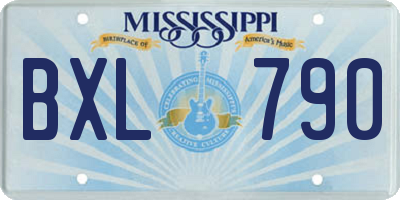 MS license plate BXL790
