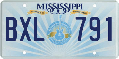 MS license plate BXL791