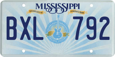 MS license plate BXL792