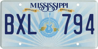MS license plate BXL794