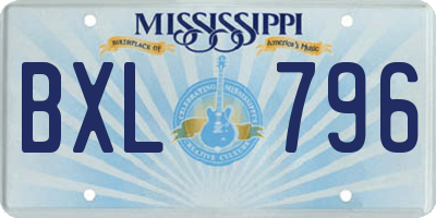MS license plate BXL796