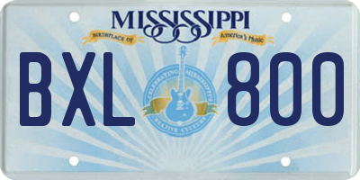 MS license plate BXL800