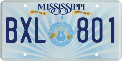 MS license plate BXL801