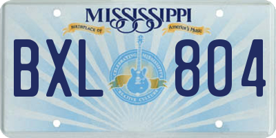 MS license plate BXL804