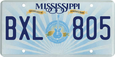 MS license plate BXL805