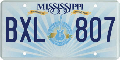 MS license plate BXL807