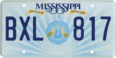 MS license plate BXL817