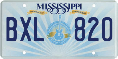 MS license plate BXL820