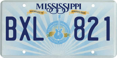 MS license plate BXL821