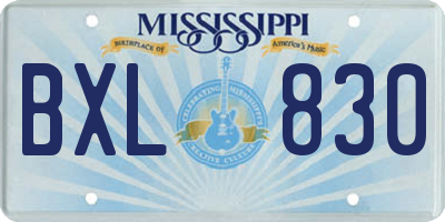 MS license plate BXL830