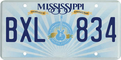MS license plate BXL834
