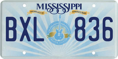 MS license plate BXL836