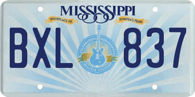 MS license plate BXL837