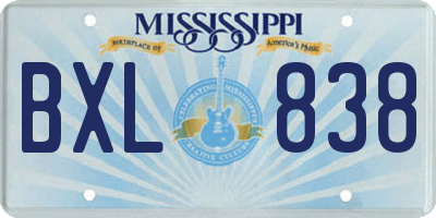 MS license plate BXL838