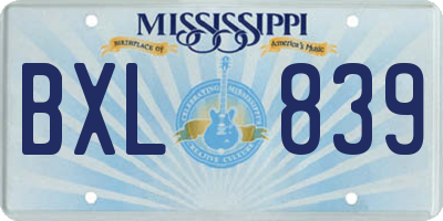 MS license plate BXL839