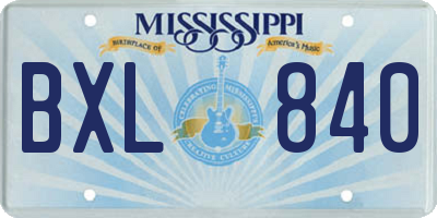 MS license plate BXL840