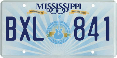 MS license plate BXL841