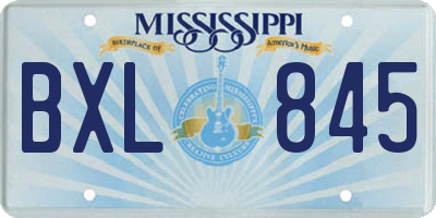 MS license plate BXL845