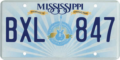 MS license plate BXL847