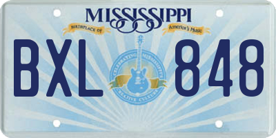 MS license plate BXL848