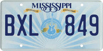 MS license plate BXL849