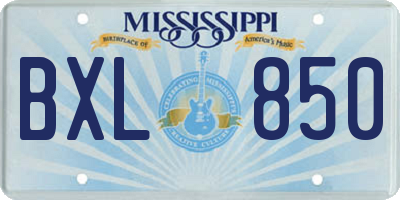 MS license plate BXL850