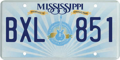 MS license plate BXL851
