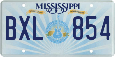 MS license plate BXL854