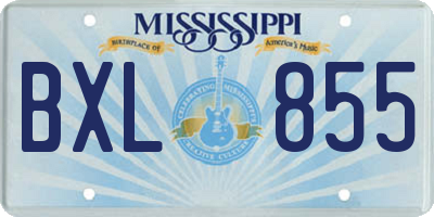 MS license plate BXL855