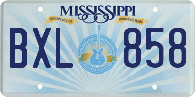 MS license plate BXL858