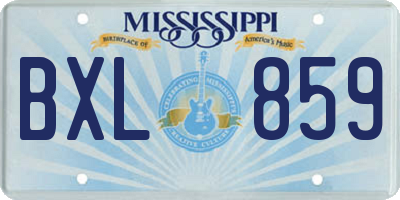MS license plate BXL859