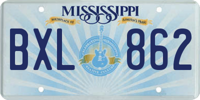 MS license plate BXL862