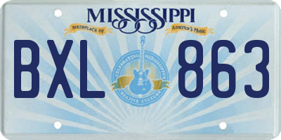 MS license plate BXL863