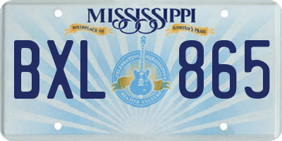 MS license plate BXL865