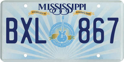 MS license plate BXL867