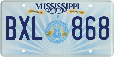 MS license plate BXL868