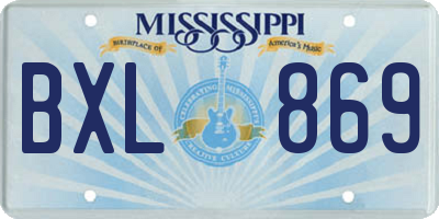 MS license plate BXL869