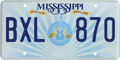 MS license plate BXL870