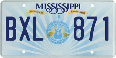 MS license plate BXL871