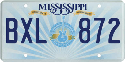 MS license plate BXL872