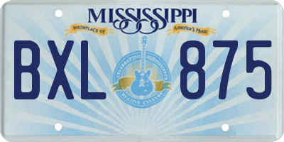 MS license plate BXL875