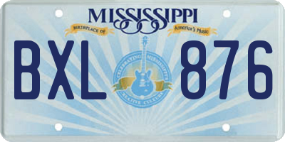 MS license plate BXL876
